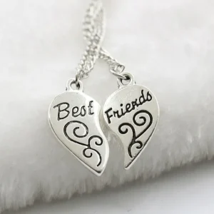 Best Friends - Halsband med 2 kedjor - Delbart hjärta<VSmycken New