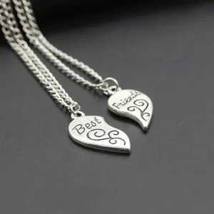 Best Friends - Halsband med 2 kedjor - Delbart hjärta<VSmycken New