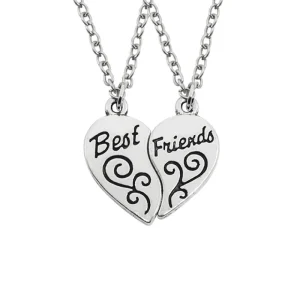Best Friends - Halsband med 2 kedjor - Delbart hjärta<VSmycken New