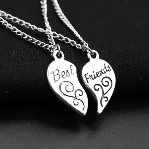 Best Friends - Halsband med 2 kedjor - Delbart hjärta<VSmycken New