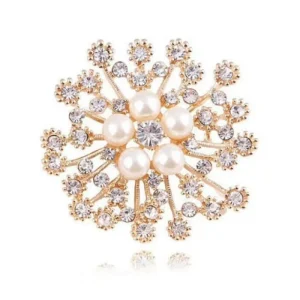 Blomma Formad Strass / Pärlor Brosch Guldig<VSmycken Fashion