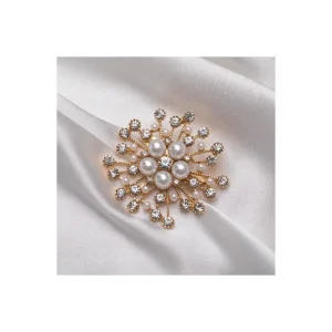 Blomma Formad Strass / Pärlor Brosch Guldig<VSmycken Fashion