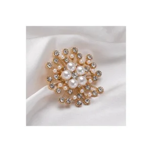 Blomma Formad Strass / Pärlor Brosch Guldig<VSmycken Fashion
