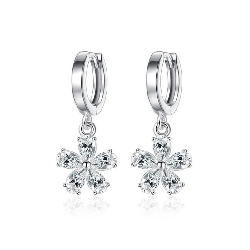 cherry_flower_drop_cubic__0.webp Cherry Flower Drop Cubic zirkon Örhängen i Silver<VSmycken Discount
