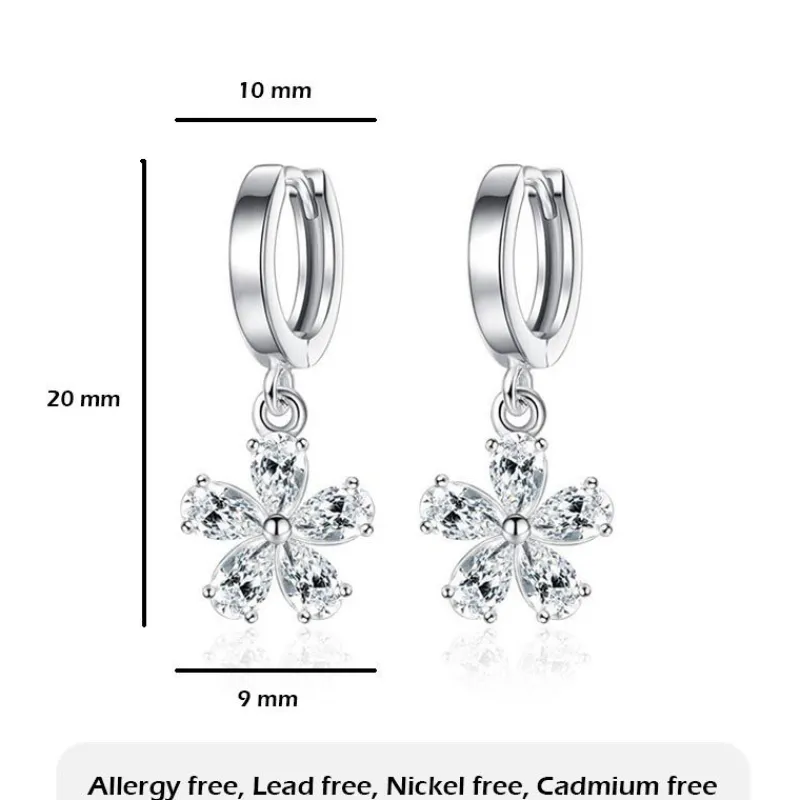 cherry_flower_drop_cubic__4.webp Cherry Flower Drop Cubic zirkon Örhängen i Silver<VSmycken Discount