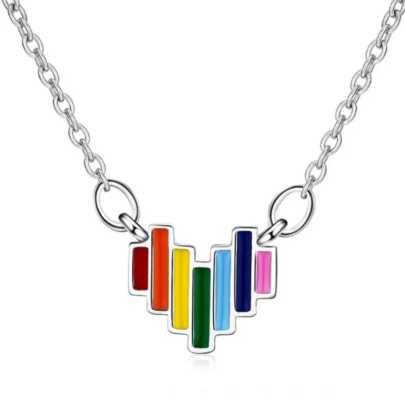delicate_rainbow_colorful_0.webp Delicate Rainbow Colorful Heart Halsband 925 Silver<VSmycken New