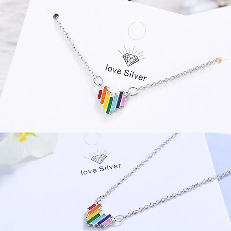 delicate_rainbow_colorful_1.webp Delicate Rainbow Colorful Heart Halsband 925 Silver<VSmycken New