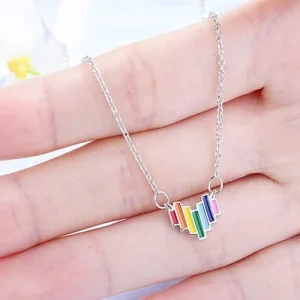 Delicate Rainbow Colorful Heart Halsband 925 Silver<VSmycken New