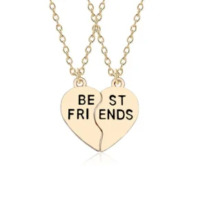 Guldiga Best Friends Halsband 2 st Delbart hjärta<VSmycken Online