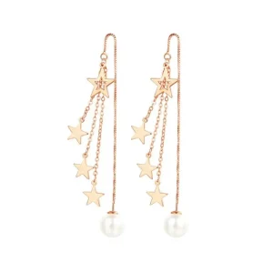 Guldiga Stjärnkedjor Örhängen i 925 Silver<VSmycken Clearance