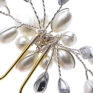 Hårnål med ovala glasstenar & pärlor<VSmycken Outlet