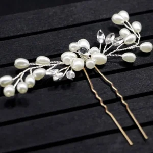 Hårnål med ovala glasstenar & pärlor<VSmycken Outlet