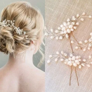 Hårnål med ovala glasstenar & pärlor<VSmycken Outlet