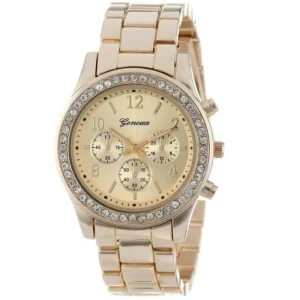 Klocka Geneva Guldig Kronograf<VSmycken Discount