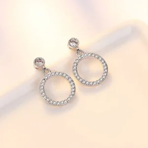 Äkta 925 silver cubic zirconia cirkulär örhängen<VSmycken Discount