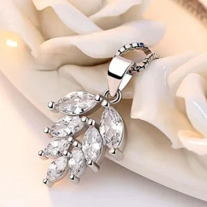 Äkta 925 Silver Cubic Zirkon Ice Leaves Halsband<VSmycken Clearance
