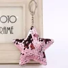 Nyckelring med paljetter - Rosa stjärna<VSmycken Sale