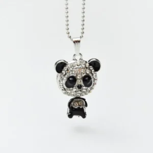 Panda Silver Halsband - Svart och Vit<VSmycken Discount