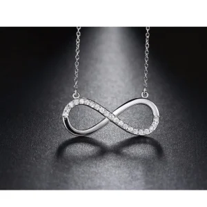 Platinpläterad Infinity HALSBAND - 925 Silver<VSmycken Online