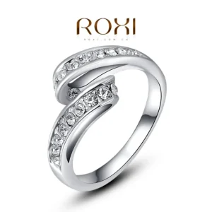 RING MED KRISTALLER I SILVER - STORLEK 8<VSmycken Sale