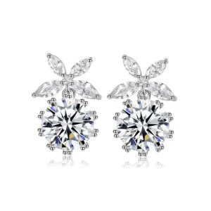 Runda glänsande blomma Kubisk Zirkon Örhängen<VSmycken Outlet