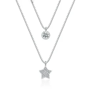 silver Double layer Zirkon Stjärna Halsband<VSmycken Sale