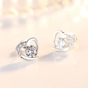 Silver hjärta zirkon Örhängen 925 sterling Silver<VSmycken Sale