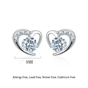 Silver hjärta zirkon Örhängen 925 sterling Silver<VSmycken Sale