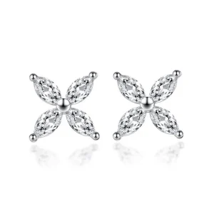 Silver ice Snowflakes Cubic zirkon Leaves Örhängen<VSmycken Fashion