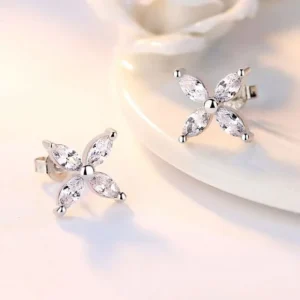 Silver ice Snowflakes Cubic zirkon Leaves Örhängen<VSmycken Fashion