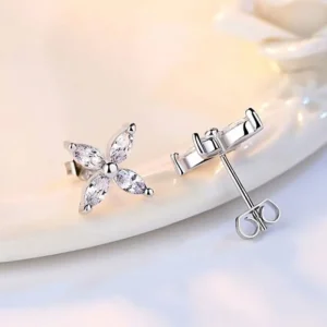 Silver ice Snowflakes Cubic zirkon Leaves Örhängen<VSmycken Fashion