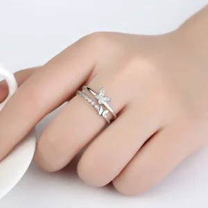 925 Silver Ring A+ Zircon Butterfly<VSmycken New