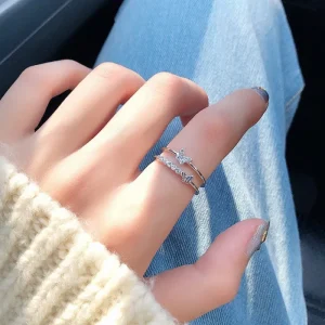 925 Silver Ring A+ Zircon Butterfly<VSmycken New