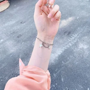 Silver Simple Retro Star Chain Bracelet Armband<VSmycken Outlet