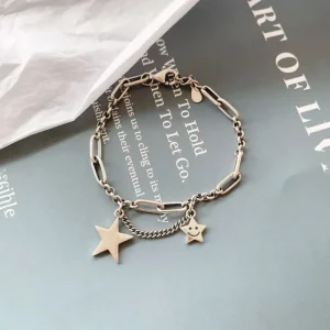 Silver Simple Retro Star Chain Bracelet Armband<VSmycken Outlet