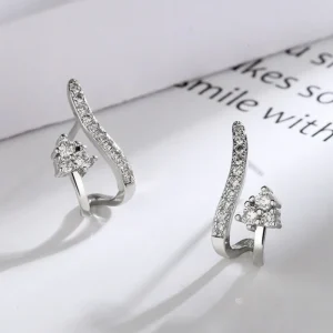 Silver Zircon Geometric Curve Stud örhängen<VSmycken Sale