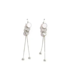 Silvriga Three Disc Long Tassel örhängen<VSmycken Online