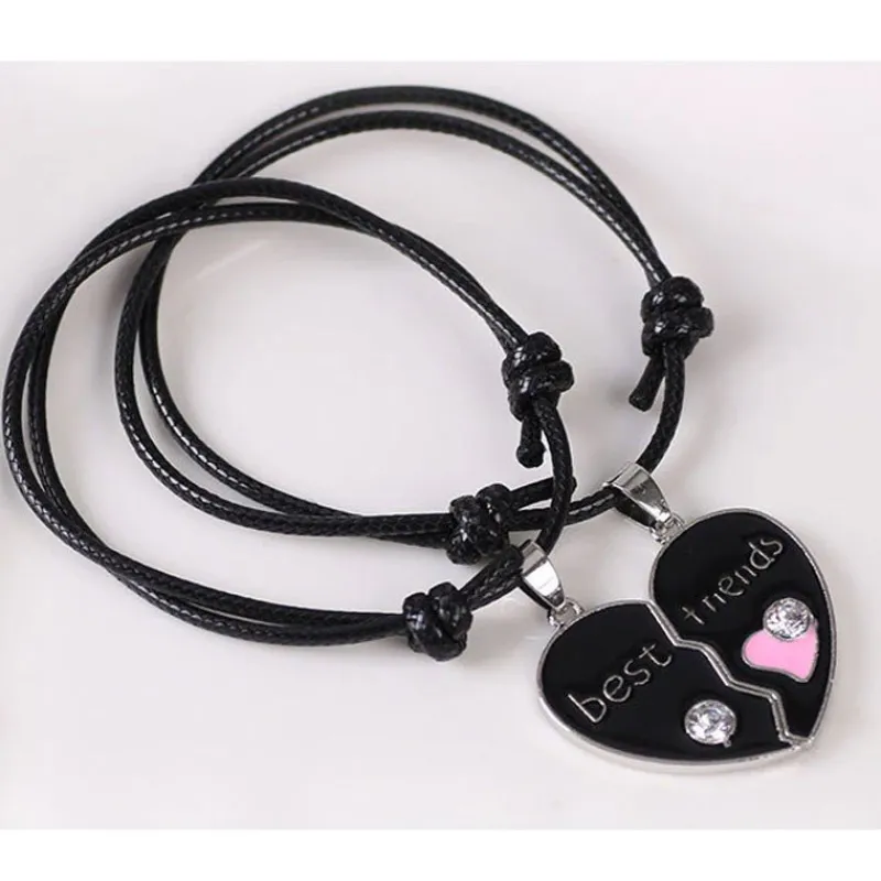 st_best_friend_svart_armb_2.webp 2st Best Friend svart Armband Delbart hjärta<VSmycken New