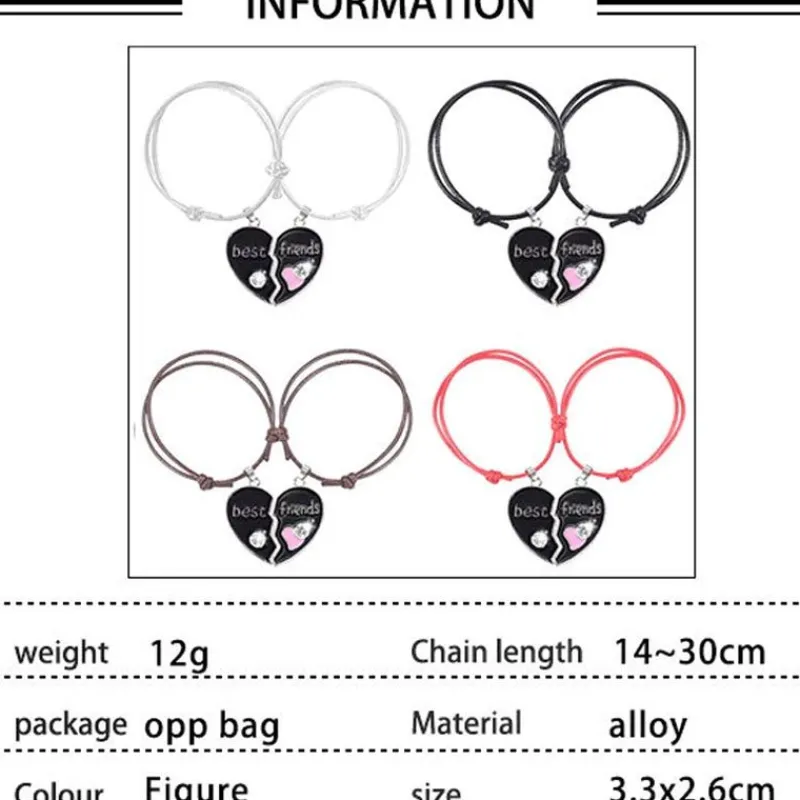 st_best_friend_svart_armb_4.webp 2st Best Friend svart Armband Delbart hjärta<VSmycken New