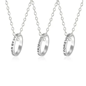 3st Best Friends Forever halsband 3st silver ringar<VSmycken Best