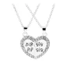 2 st Big sister Lil sis silver två delbart hjärta halsband<VSmycken Online