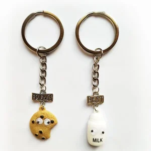 2 st Cookies biscuits and Milk nyckelringar Best friends<VSmycken Outlet