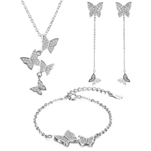 Söta fjärilar smyckeset i silver & Cubic zirconia<VSmycken New