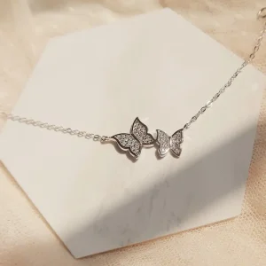 Söta fjärilar smyckeset i silver & Cubic zirconia<VSmycken New