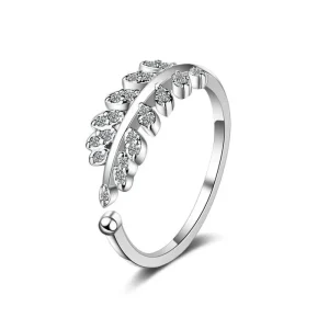 925 Sterling Silver ring Clear Cubic Zircon Olive Leaves<VSmycken New