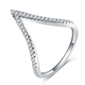 STORLEK 8 - 18K silverPLÄTERAD RING V KRISTALL<VSmycken Best