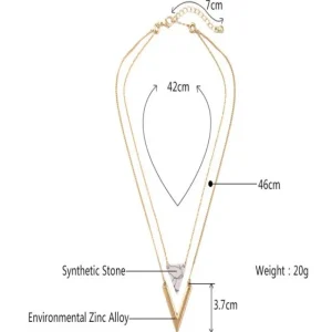 Vintage marmor triangel - Guldig halsband<VSmycken Hot