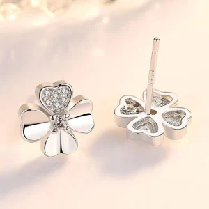 Zirkon Clover Fyrklövrar Örhängen i 925 sterling silver<VSmycken Online