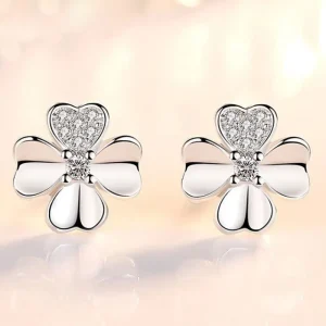 Zirkon Clover Fyrklövrar Örhängen i 925 sterling silver<VSmycken Online