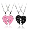 Best Friends två Rosa delbart hjärta Halsband<VSmycken Online